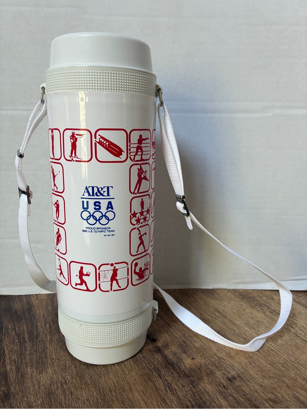 VTG Tiger Vacuum Thermos Bottle 1992 Olympics USA Mikasa Japan Strap RARE